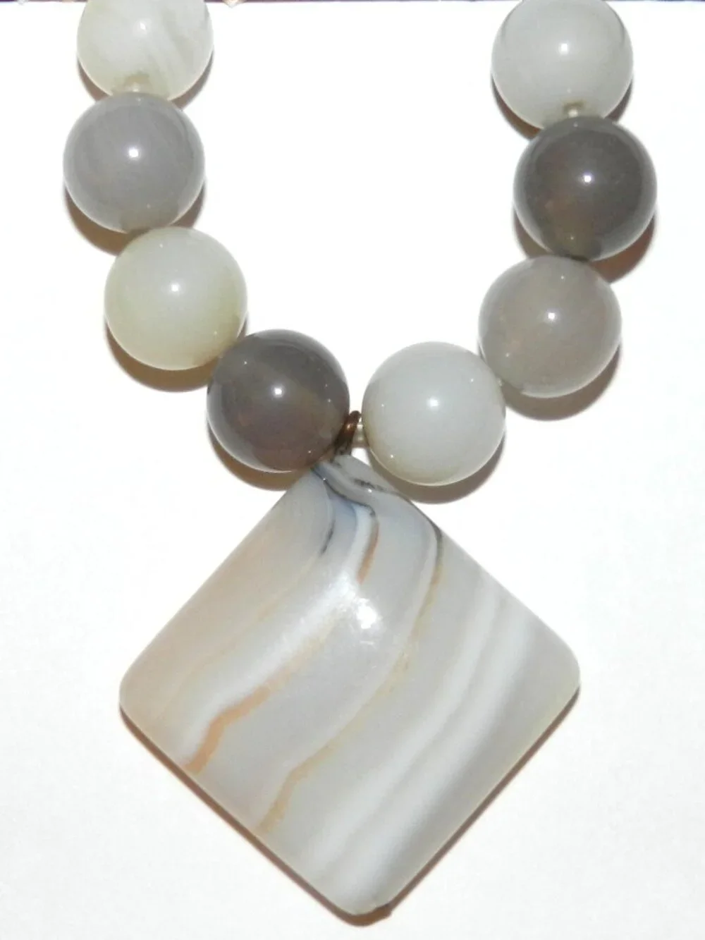 Multiple Agate 10mm Round 32mm Diamond Gemstone Pendant Bead Set 9pc NG2186